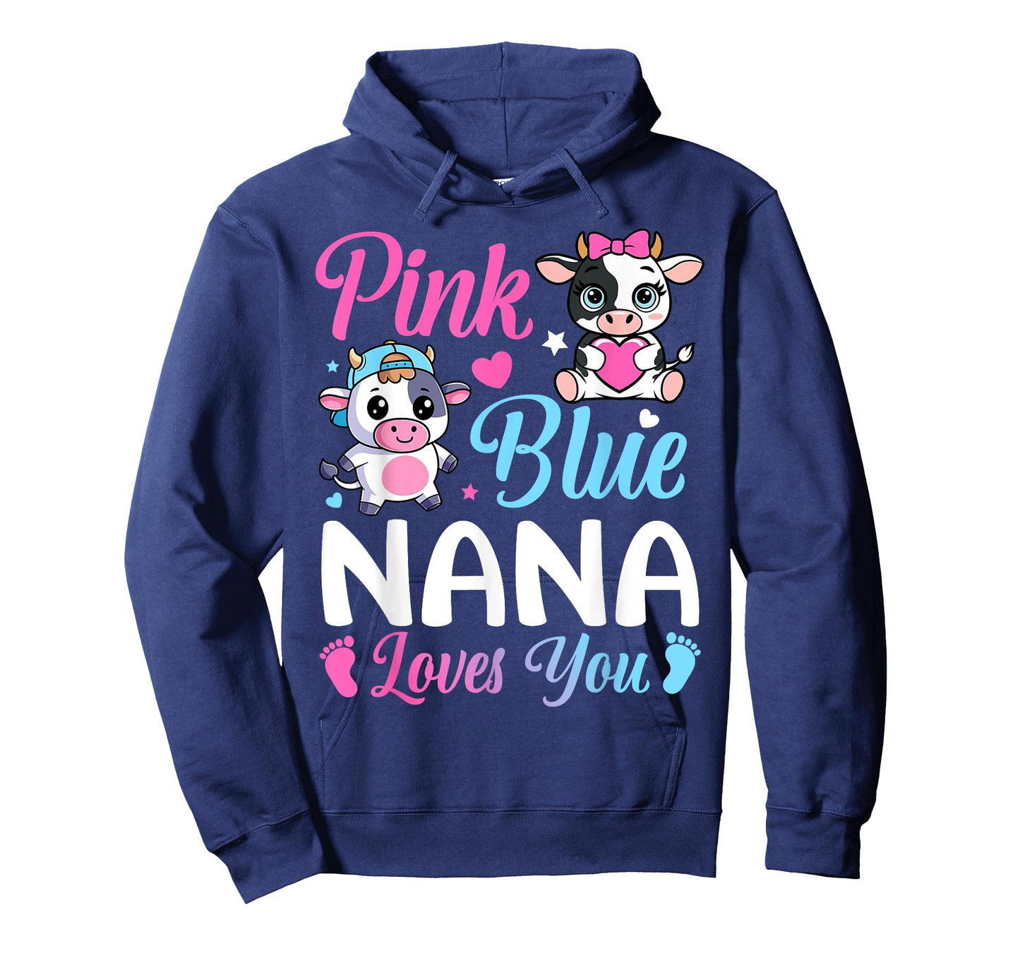Pink Or Blue Nana Loves You Cow Gender Reveal Family T-Shirt