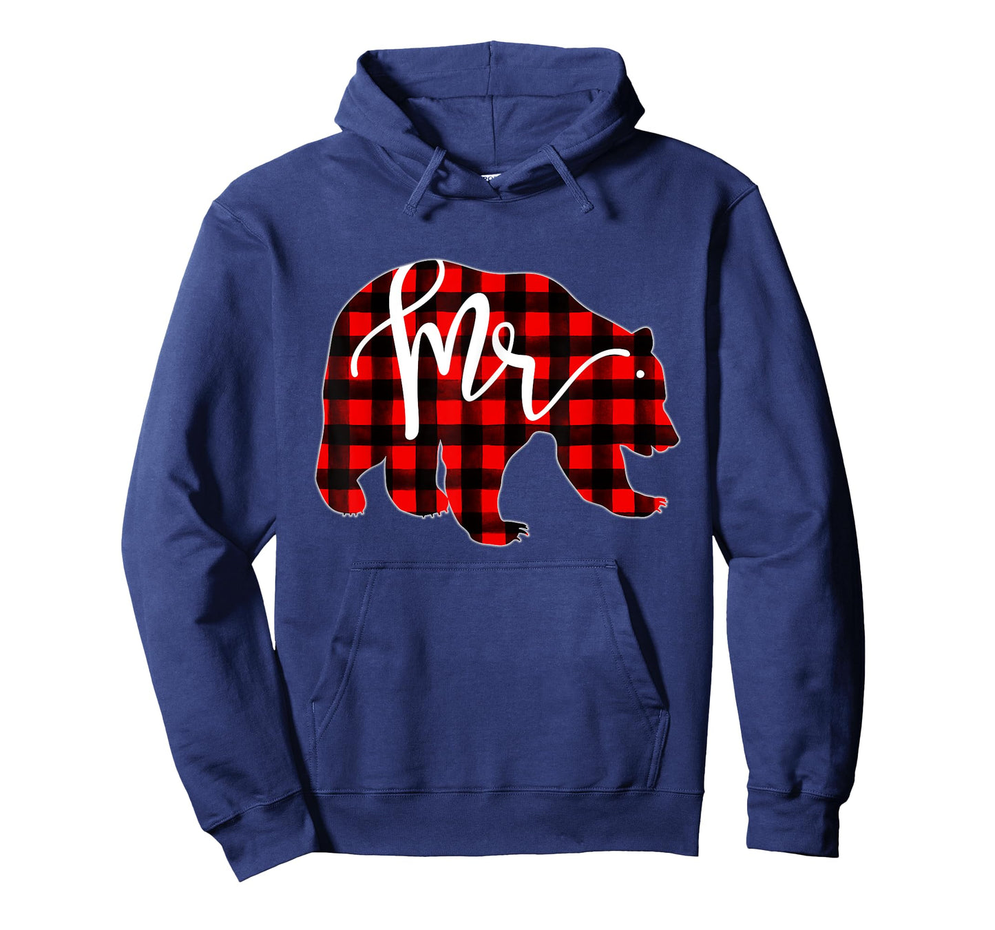 Red Plaid Mr Bear Matching Family Christmas Eve Newlywed T-Shirt