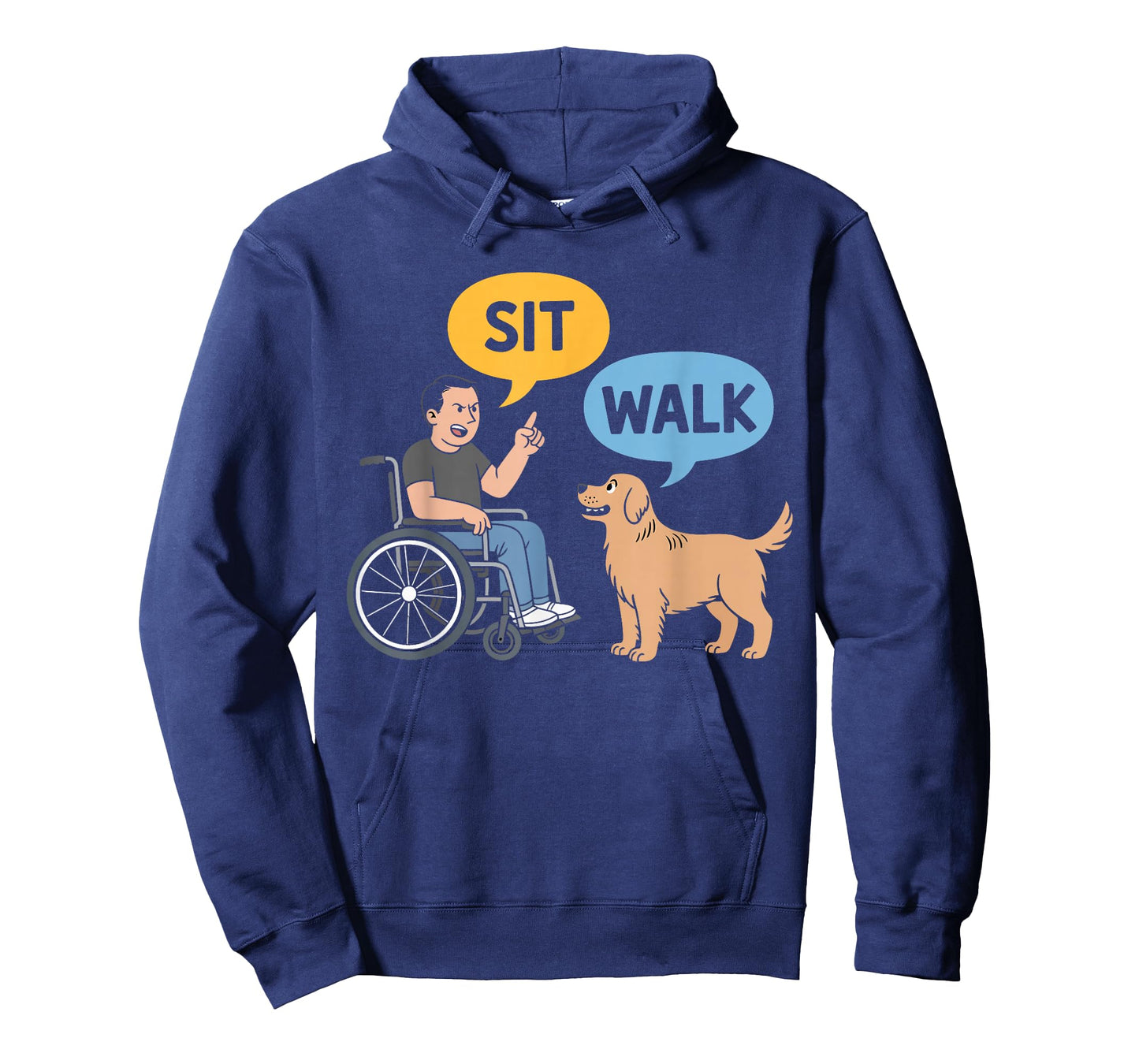 Funny Sit Walk Dog Command Wheelchair Humor Gifts Boys Men T-Shirt