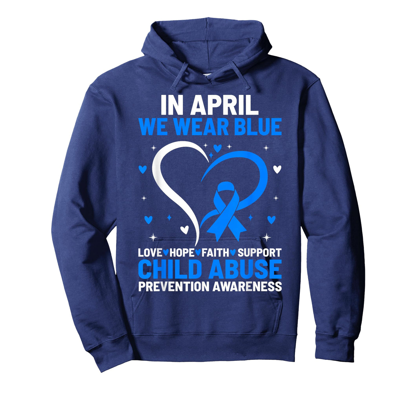 in April We Wear Blue Ribbon Child Abuse Prevention T-Shirt