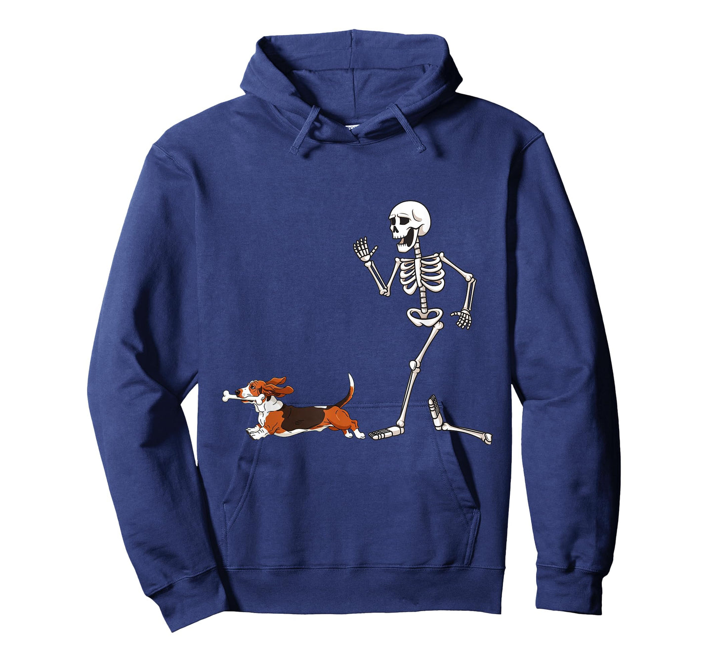 Funny Halloween Basset Hound and Skeleton T-Shirt