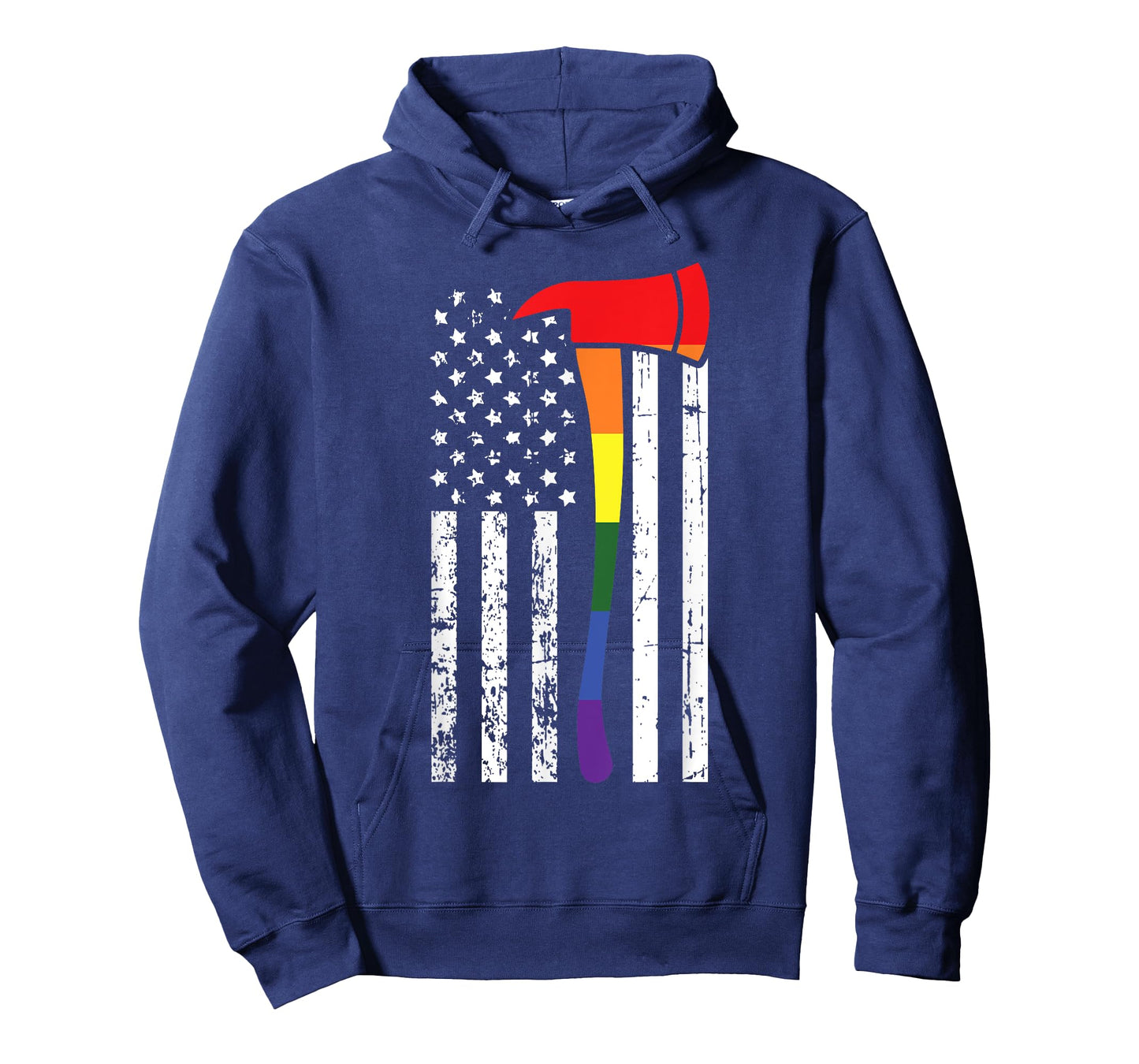 Firefighter American Flag LGBT-Q Gay Pride Flag Fireman Ally T-Shirt