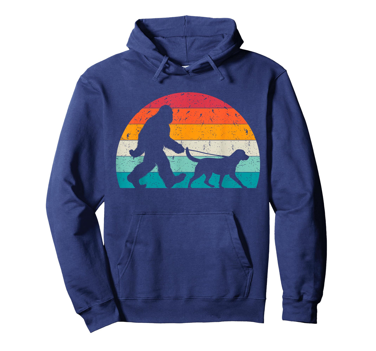 Bigfoot Walking a Dog Funny Labrador Retriever Lovers Dad Men Women Kids T-Shirt