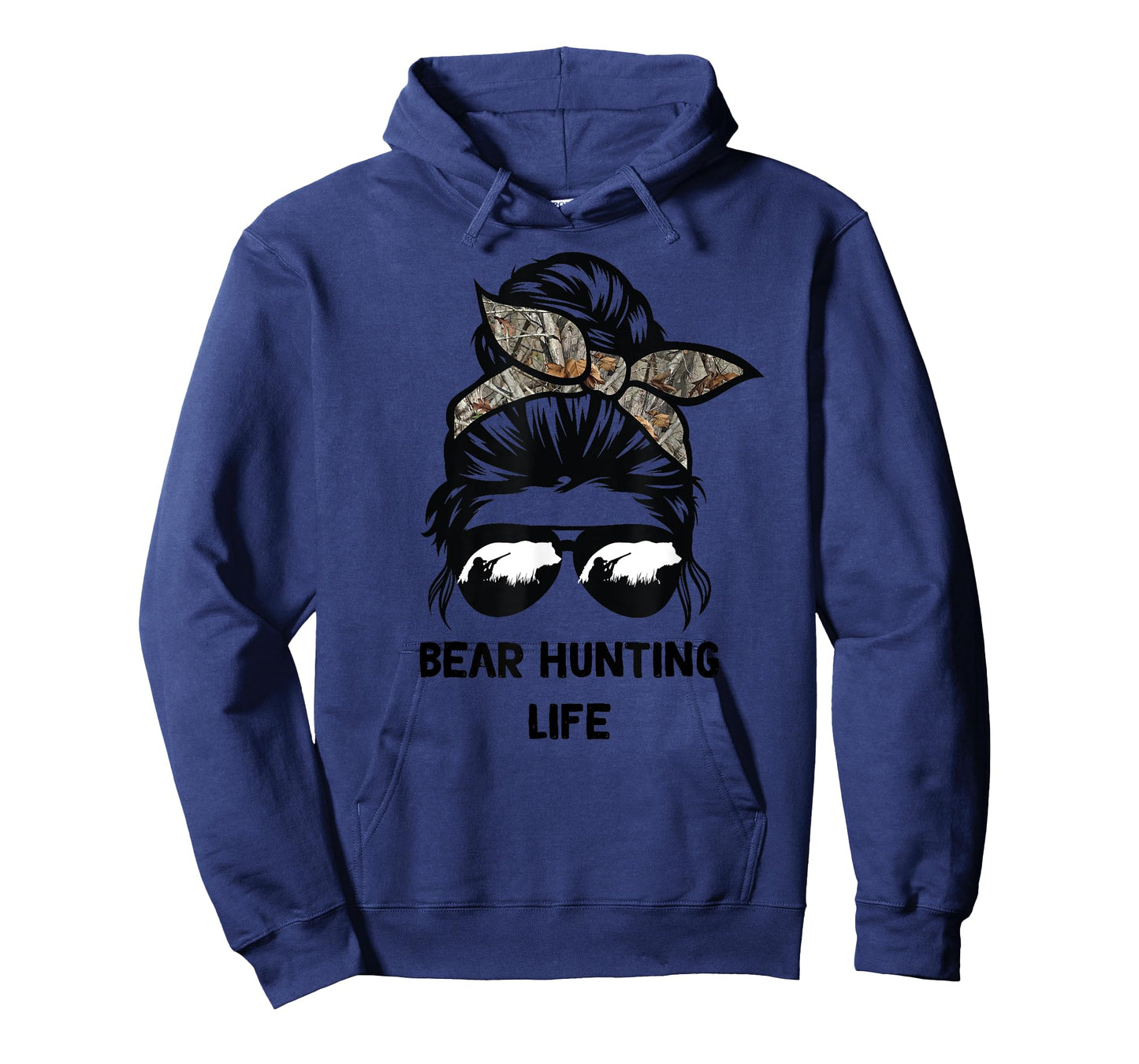 Bear Hunting life messy bun funny bear Hunter woman mom T-Shirt