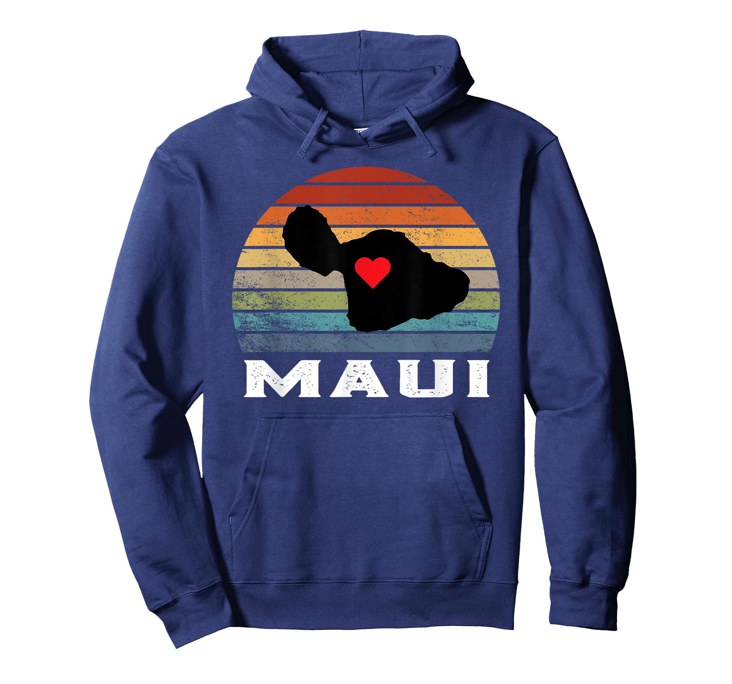 Vintage Retro Maui Hawaii Map With Heart Island T-Shirt