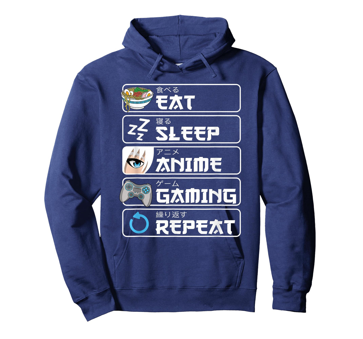 Eat Sleep Anime Gaming Repeat Manga Otaku Men Boys T-Shirt