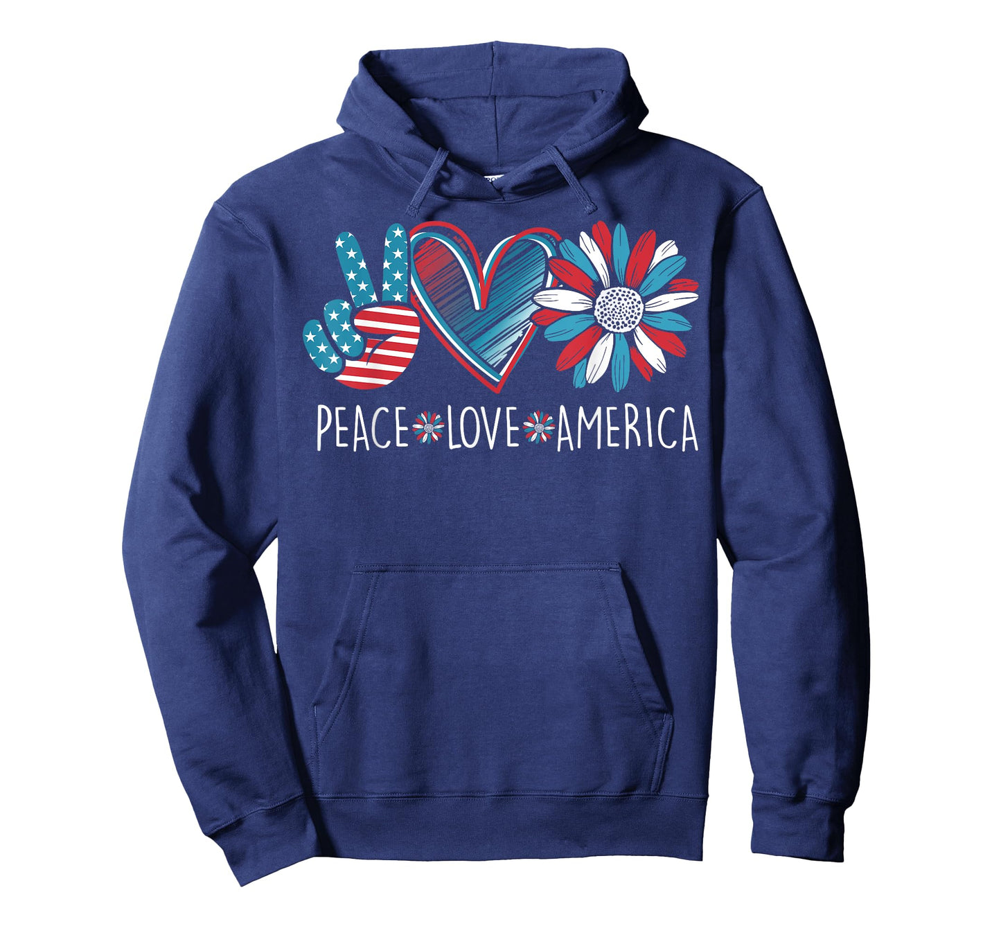 Peace Love America Daisy 4th July Patriotic US American Flag T-Shirt