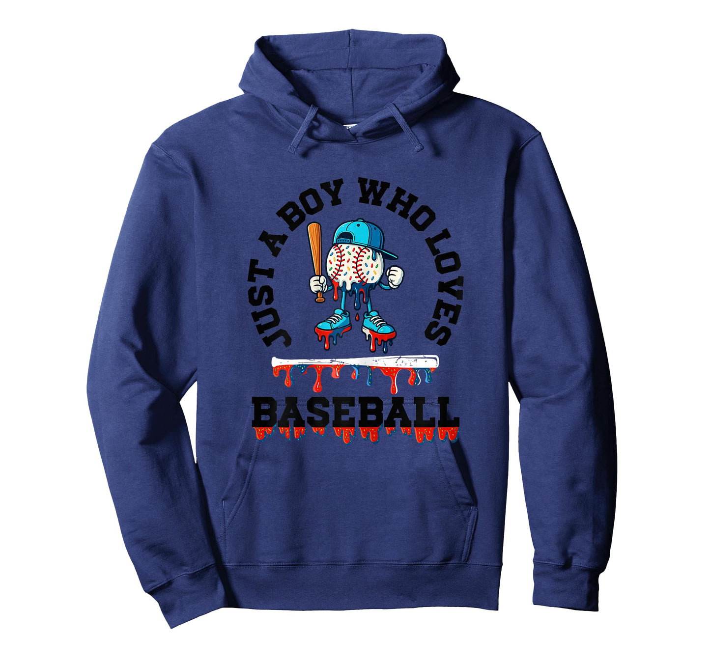 Sport Fan Baseball Lover Boys Batter Baseball Ice Cream Drip T-Shirt