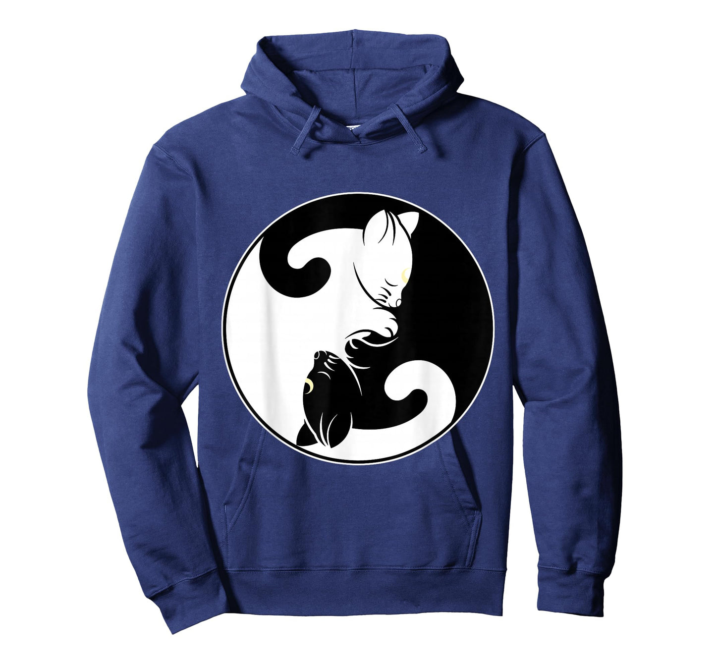 Kawaii Yin Yang Black Cat with Moon Crescent Head Manga Neko T-Shirt