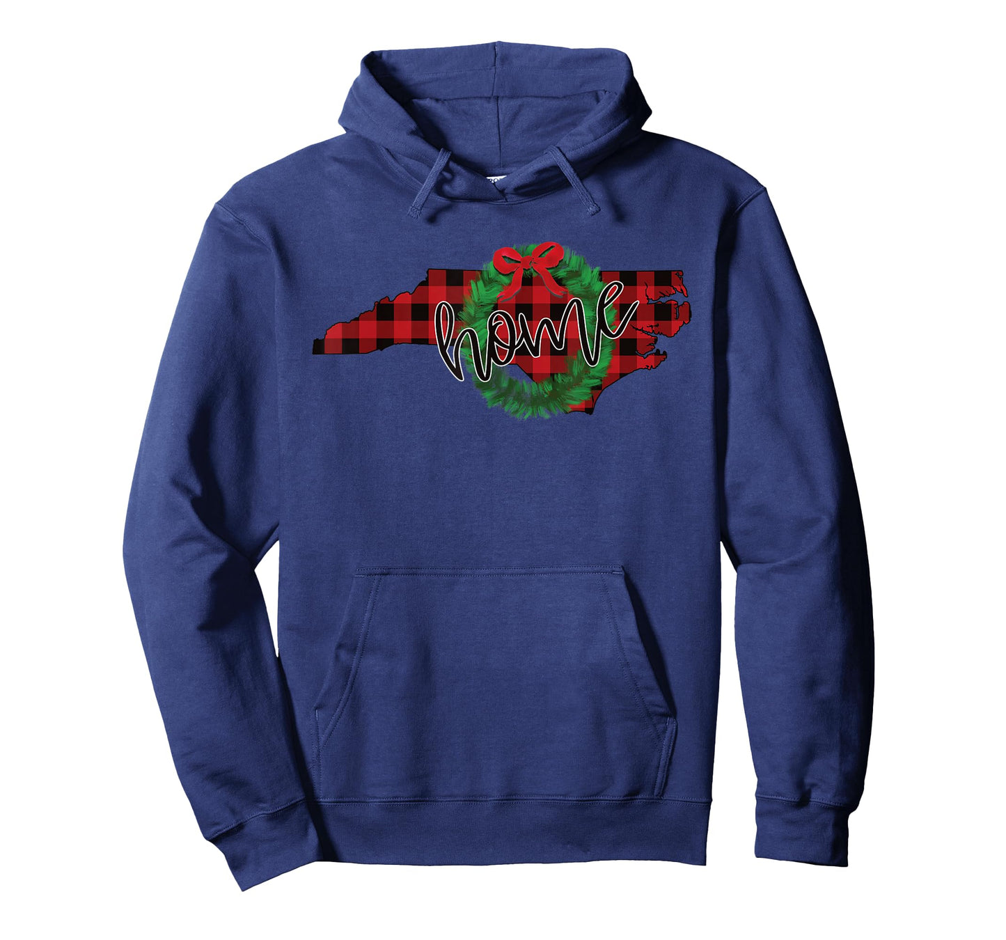 North Carolina Buffalo Plaid Christmas Home Wreath Retro T-Shirt