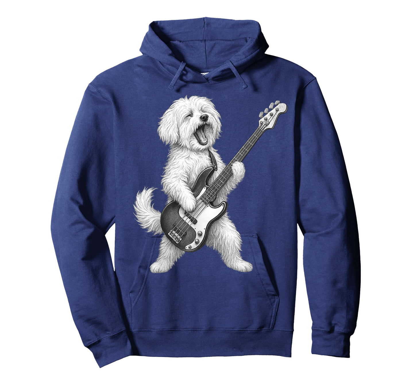 Maltese Dog Playing Bass Guitar Rock Music Dog Lover T-Shirt for Men Women Kids
