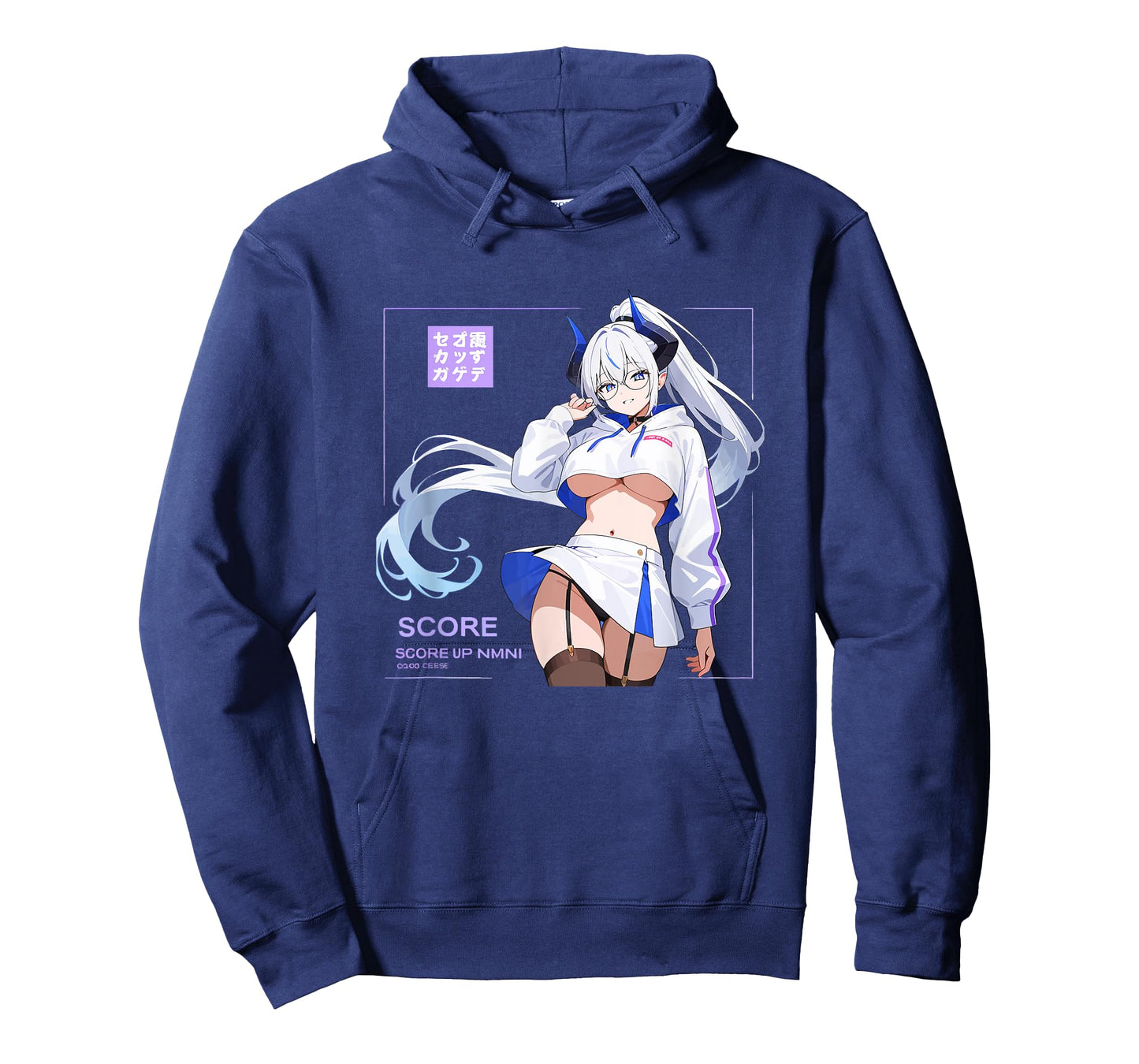 Waifu Sexy Anime Girl Horns Glasses Skirt Japanese Manga T-Shirt