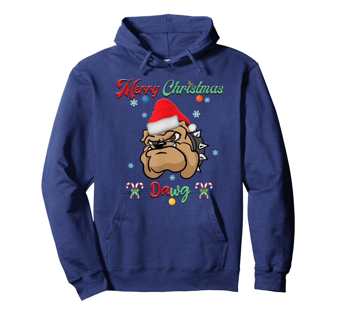 Merry Christmas Dawg Bulldog Santa Hat Xmas Winter Snowflake T-Shirt for Men Women Kids
