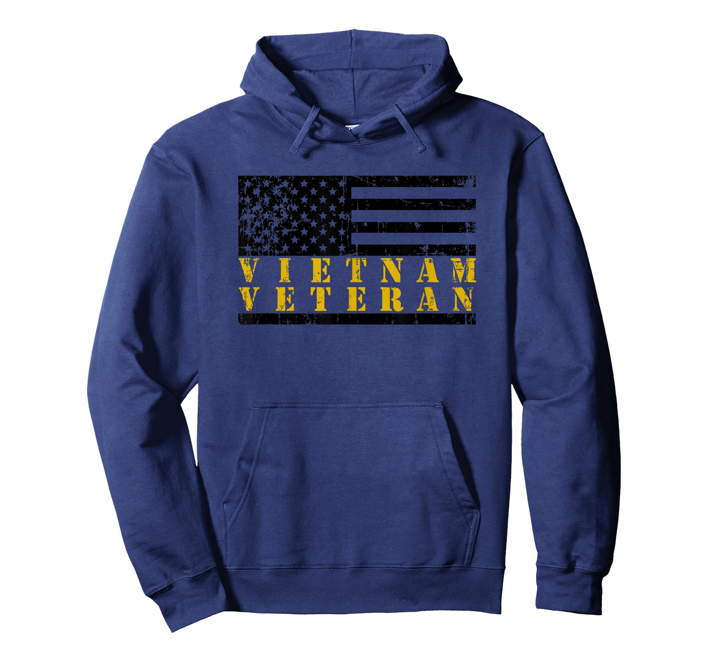Vietnam Veteran Yellow Text Distressed American Flag T-Shirt