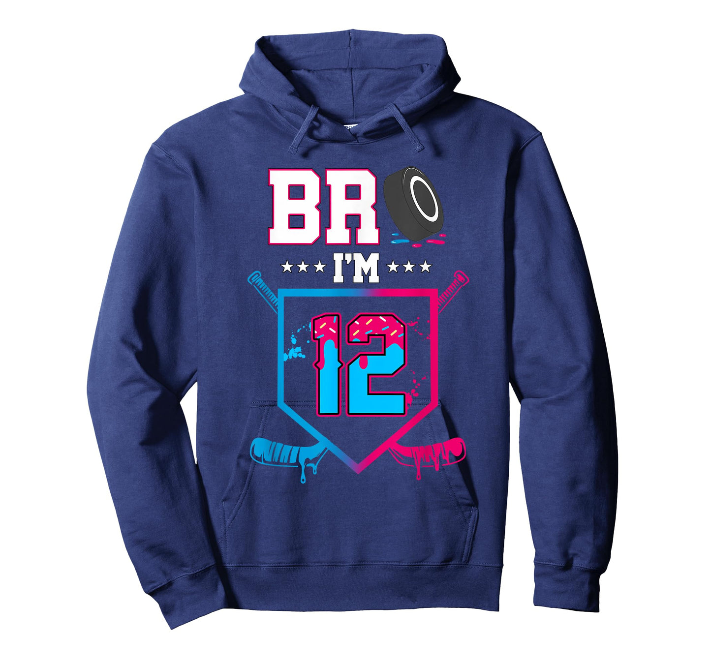 Bro I'm 12 Year Old Hockey Ice Cream Drip 12th Birthday Boy T-Shirt