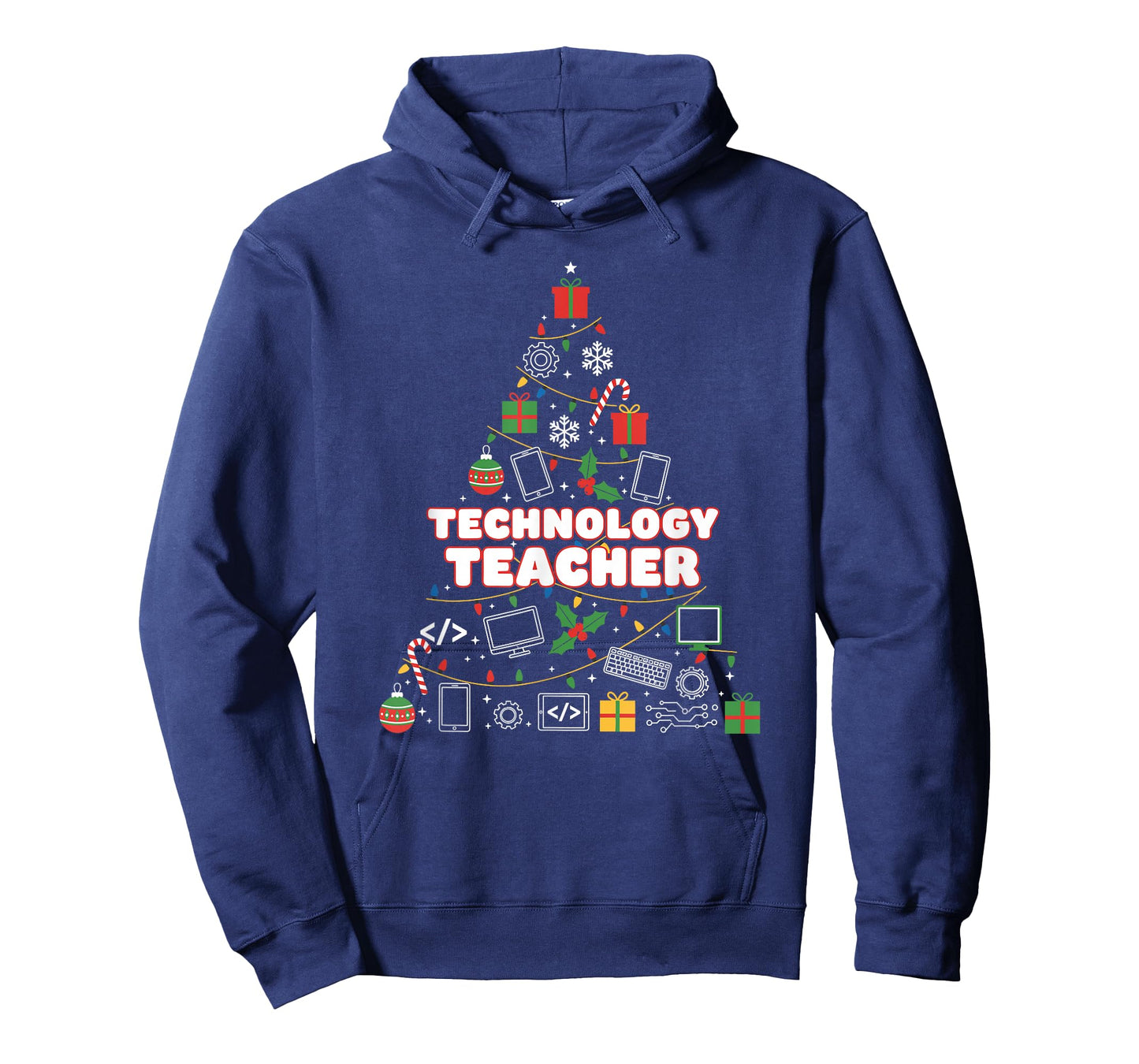 Funny Technology Teacher Christmas Tree Lights Womens Mens T-Shirt