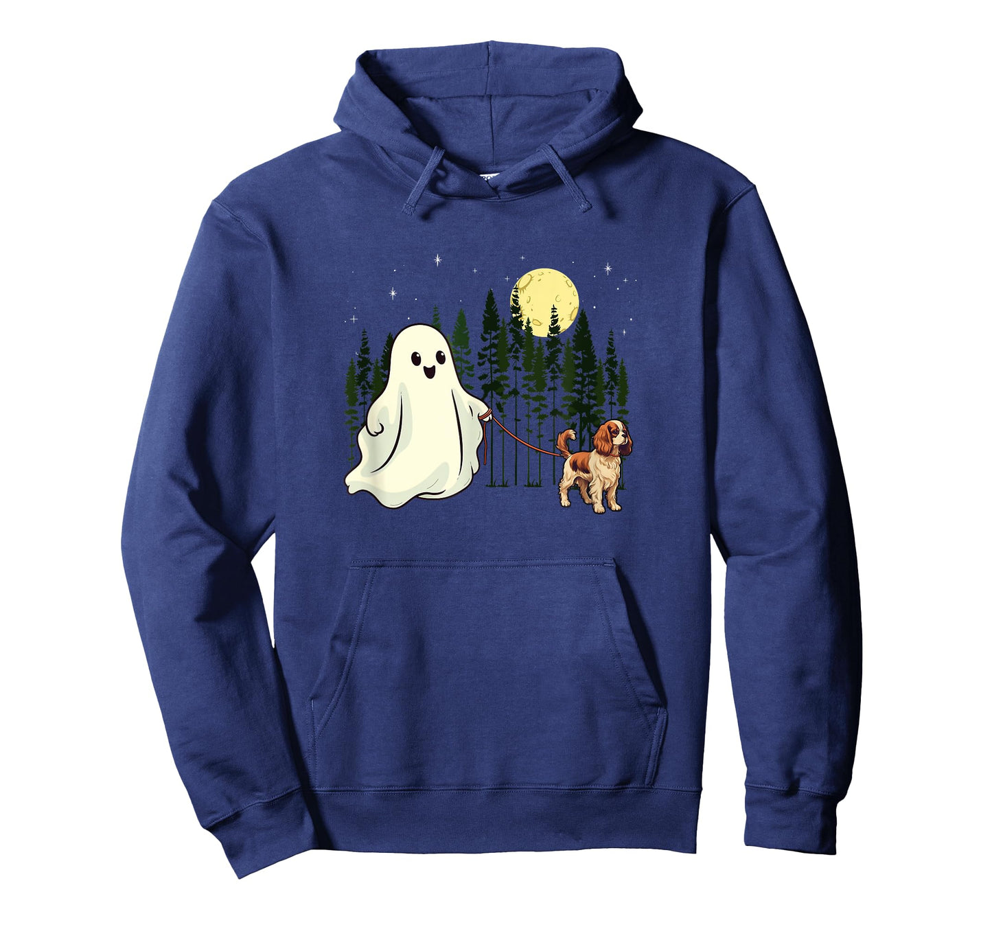 Cavalier King Charles Spaniel Walking Ghost Halloween Funny T-Shirt
