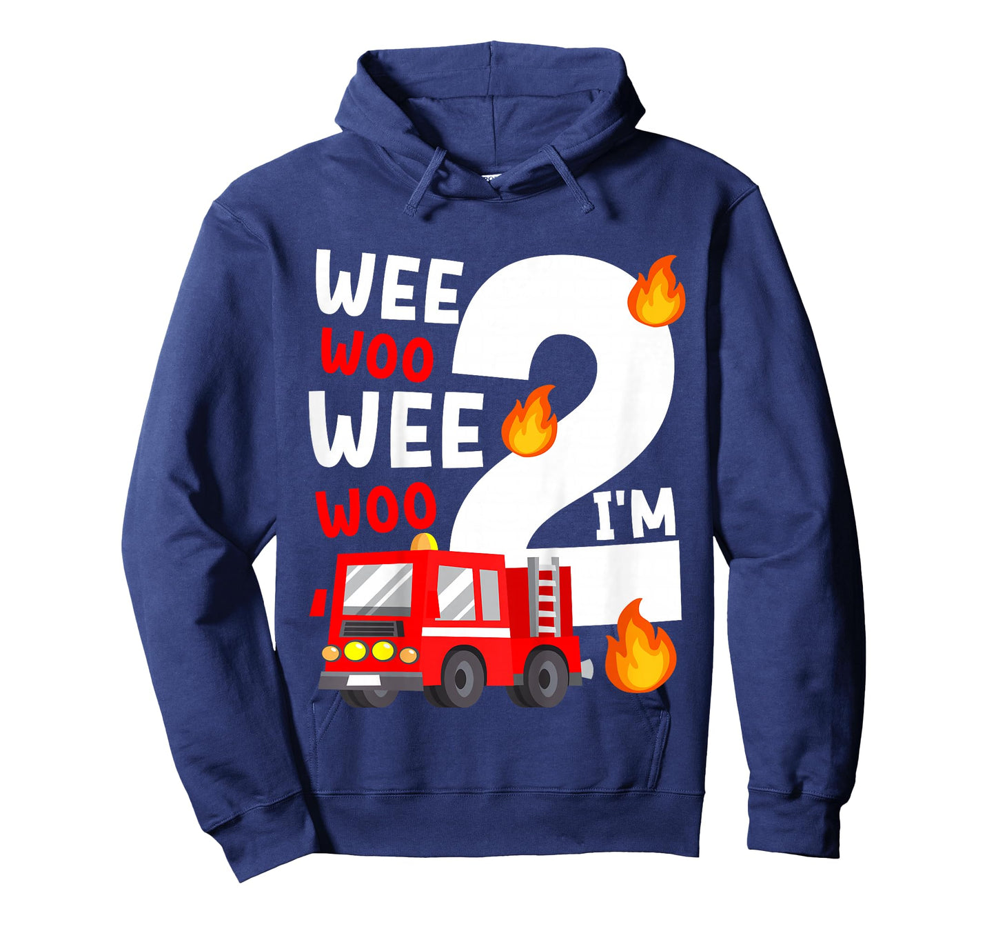 Kids Wee Woo I'm 2 Years Old Red Fire Truck Boys 2nd Birthday T-Shirt