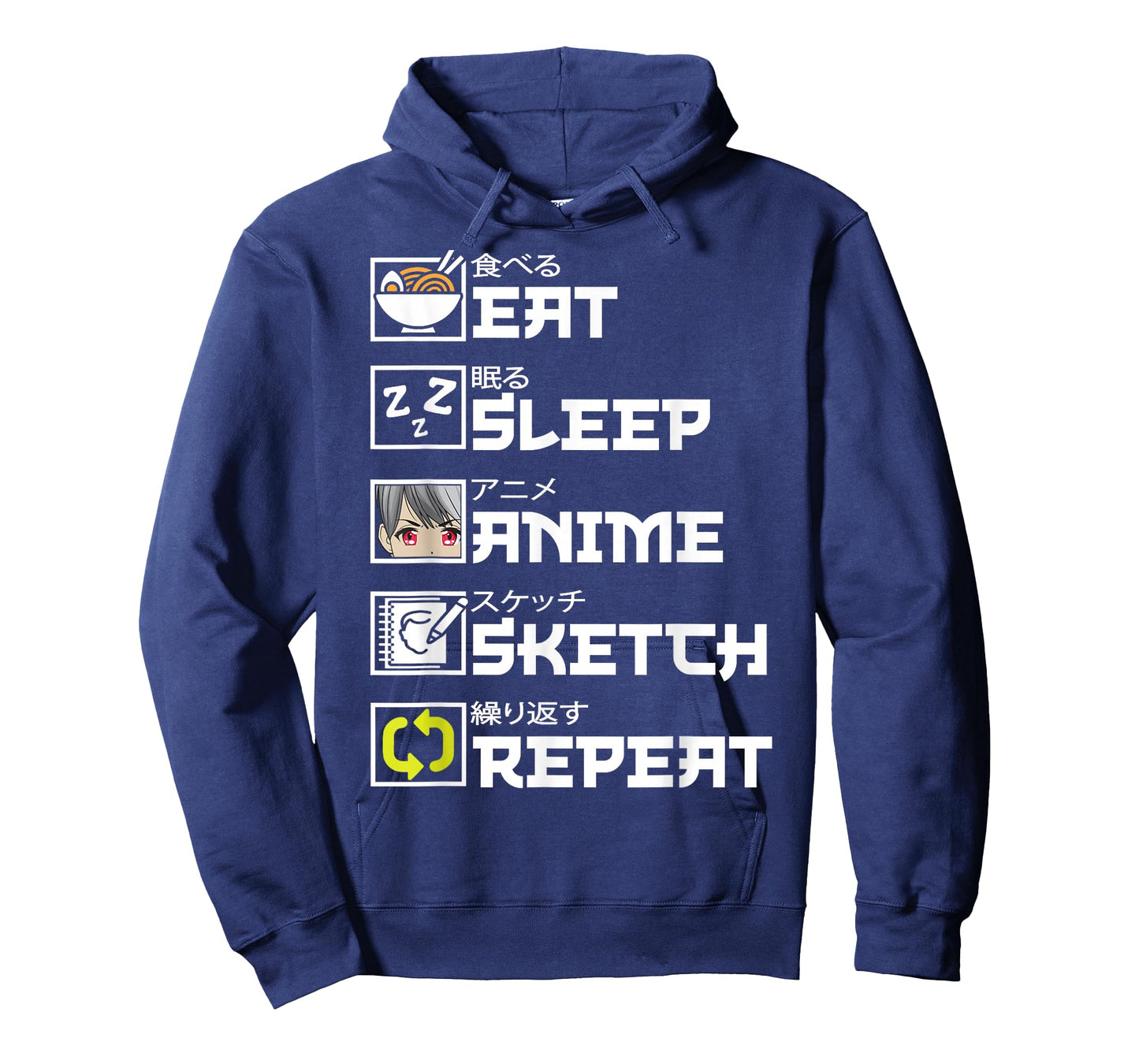 Eat Sleep Anime Sketch Repeat Kawaii Otaku Manga Ramen Japan T-Shirt
