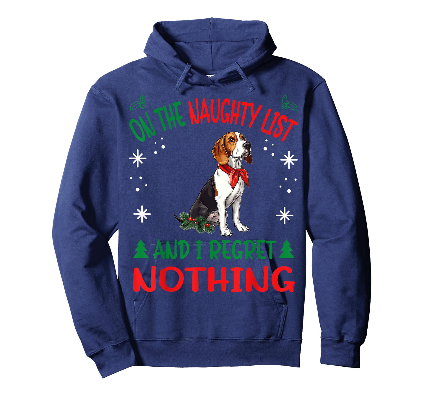 Cute Treeing Walker Coonhound Dog Christmas On The Naughty Men Women T-Shirt