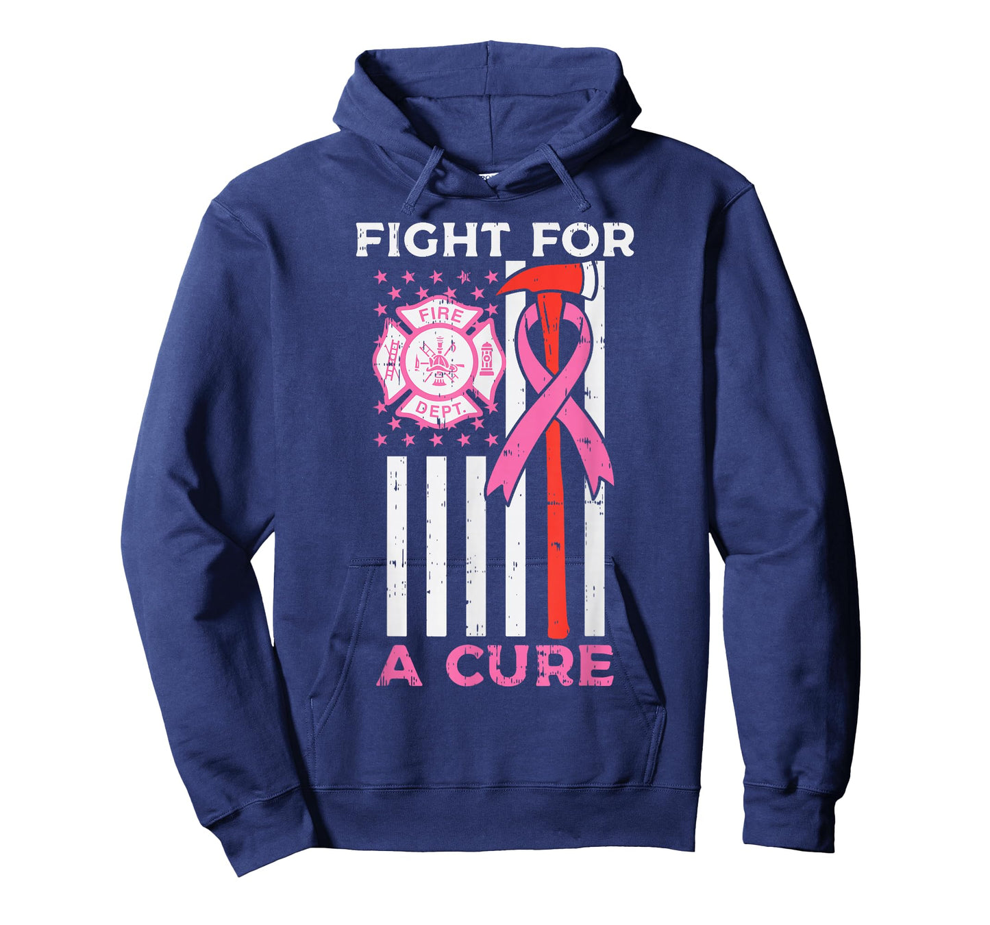 Fight For A Cure Firefighter US Flag Breast Cancer Awareness T-Shirt