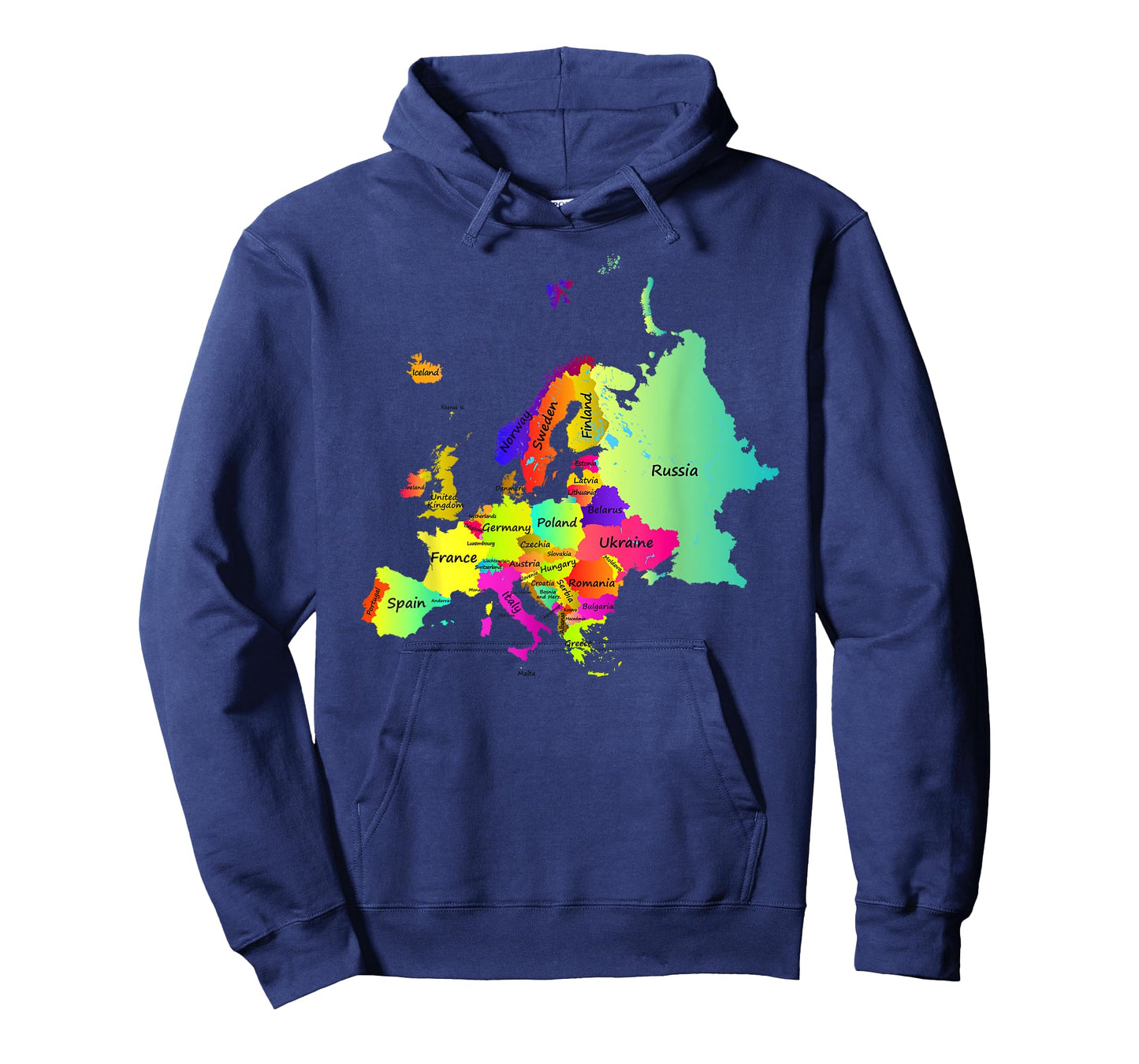 Europe map T-Shirt with boundaries and countries names T-Shirt