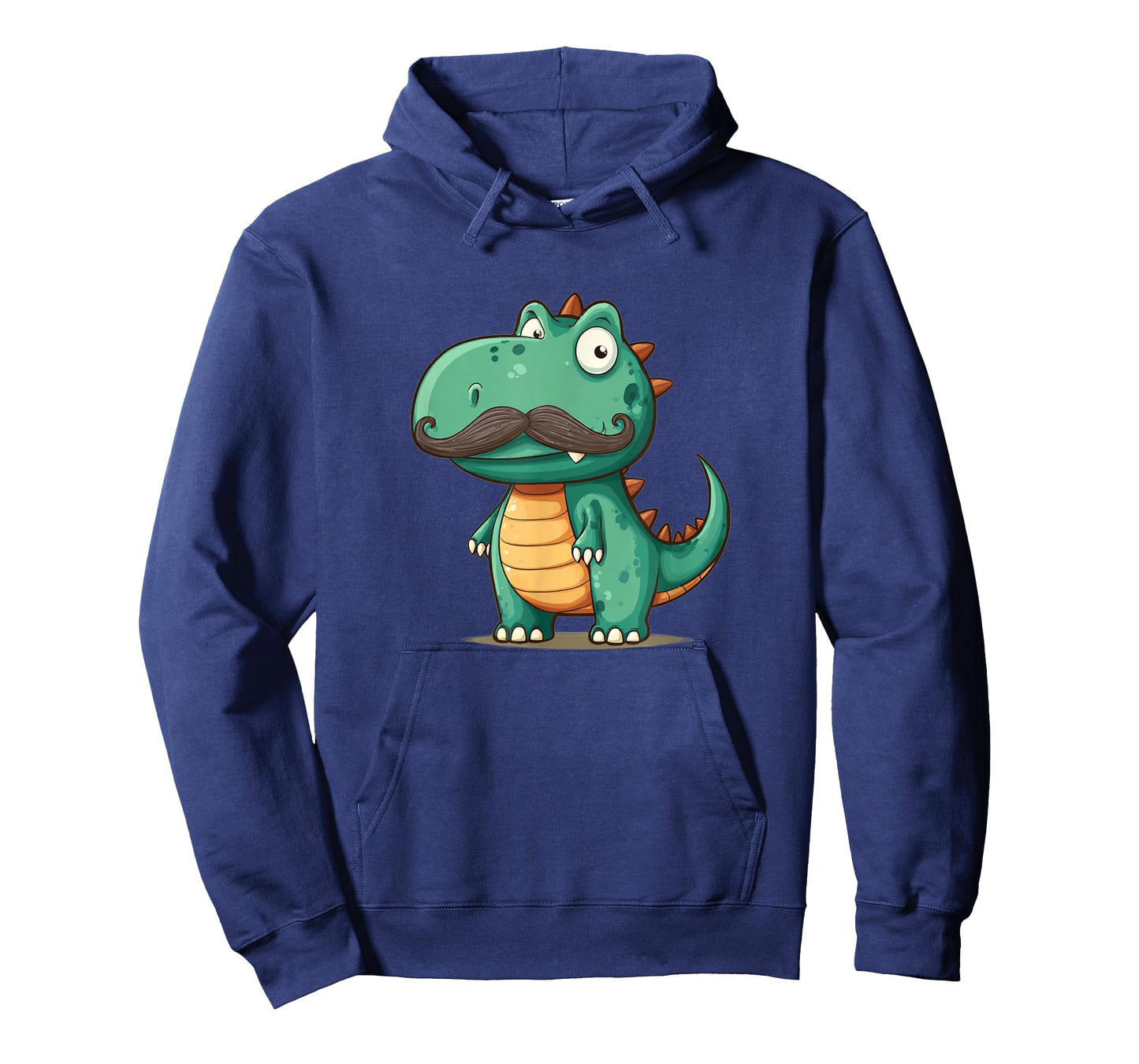 Funny Cartoon Dinosaur with Mustache Beard Look T-Shirt