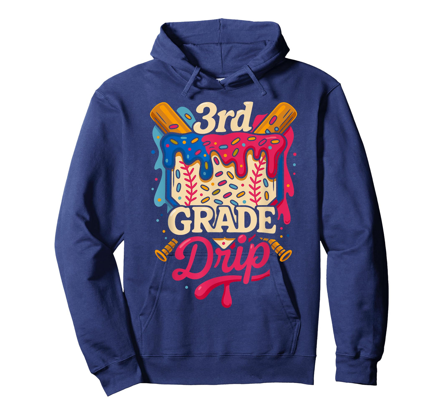 Kids 3rd Grade Ice Cream Drip Baseball Back to School T-Shirt