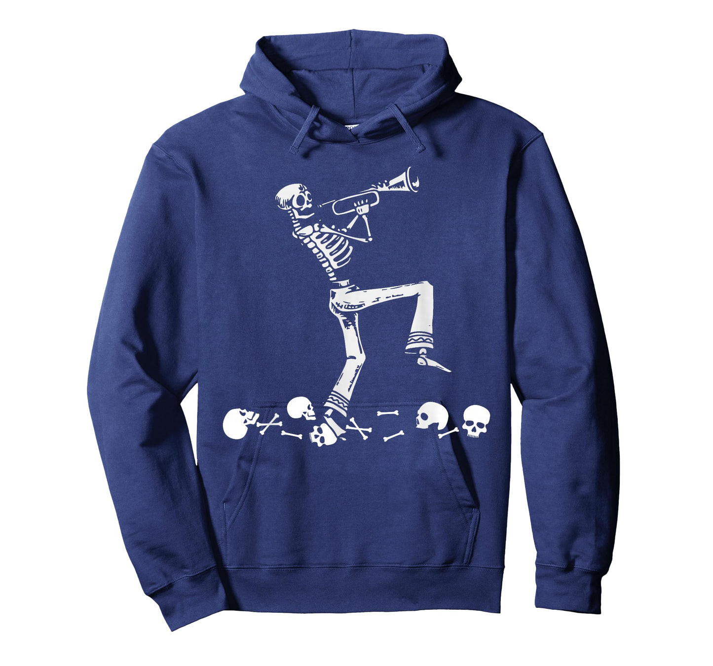 Skeleton Playing Trumpet Instruments Musician Halloween T-Shirt