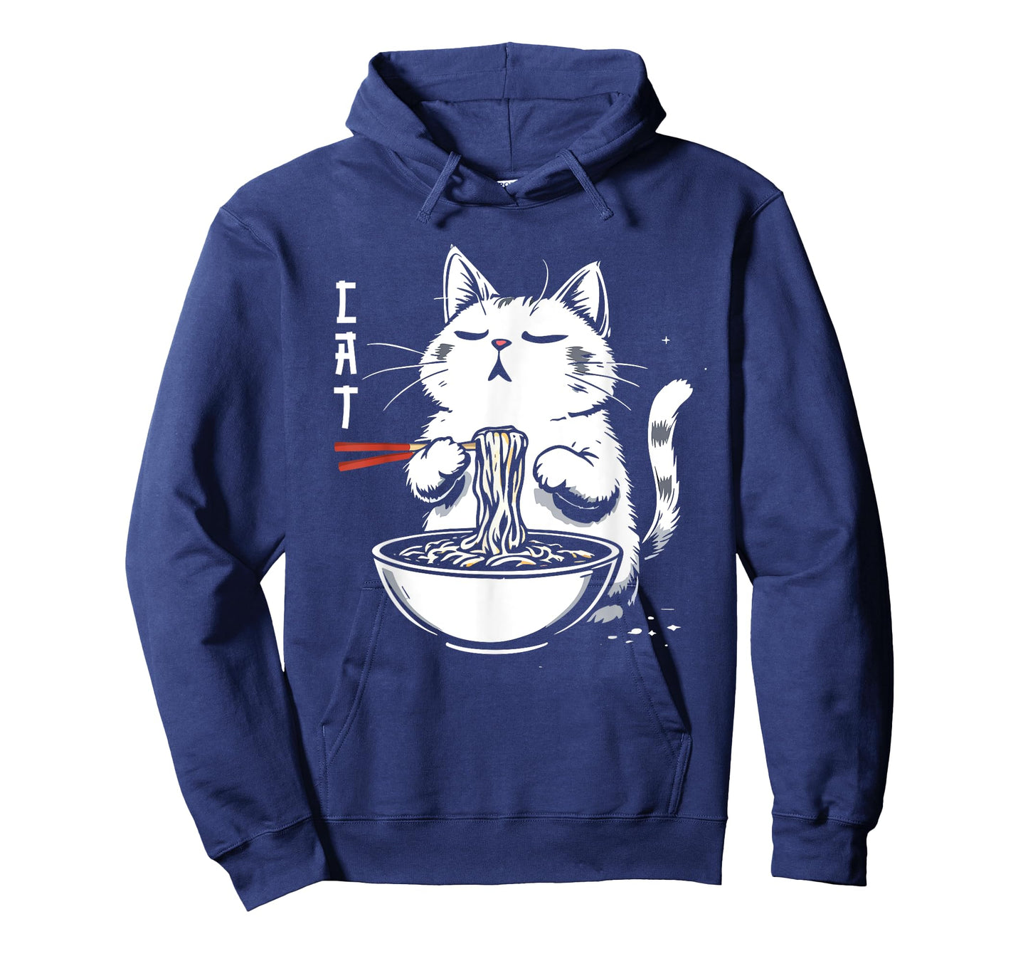 Anime Manga Cute Kawaii Cat Eating Noodle Japan Streetwear T-Shirt