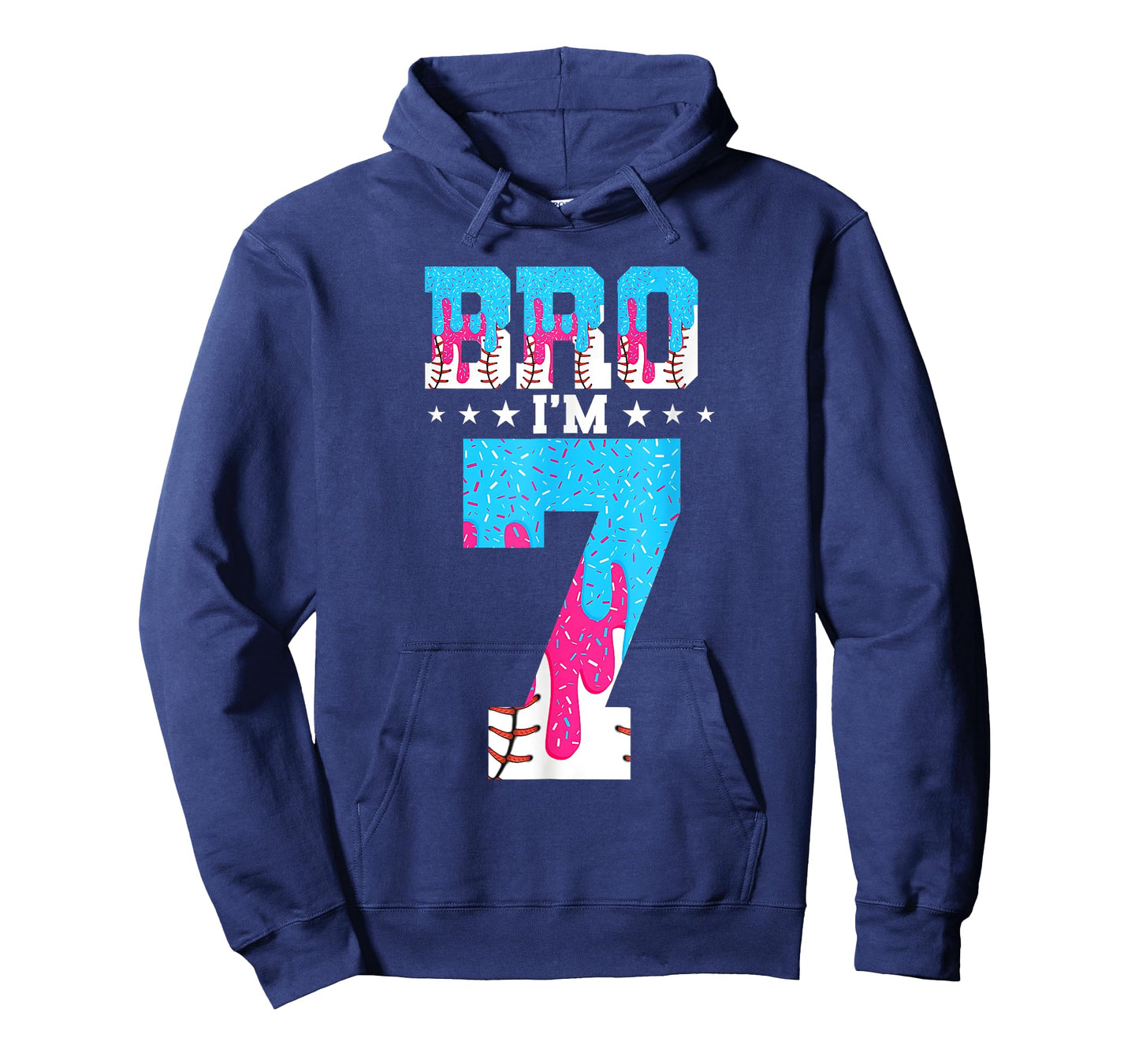 Bro 7th Birthday Boy Baseball Ice Cream Drip 7 Year Old Boy T-Shirt