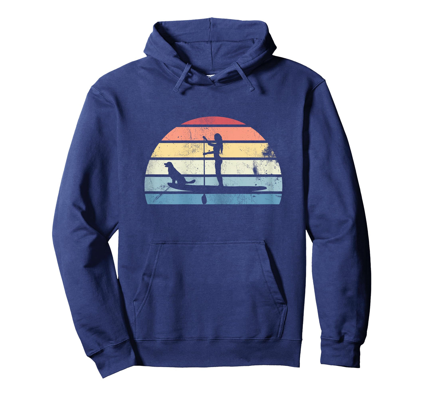Retro Paddleboarding Girl with Dog Sunset Gift T-Shirt