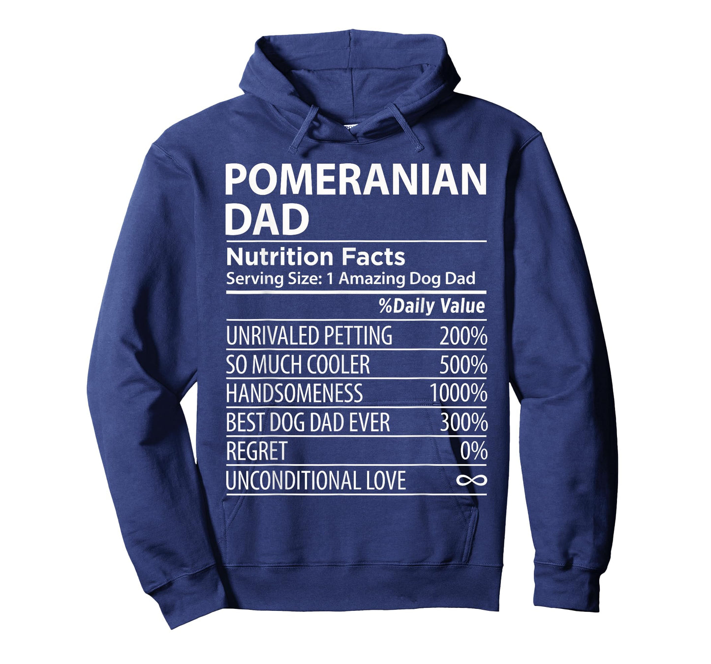 Pomeranian Dad Nutrition Facts Funny Pomeranian Dog Owner T-Shirt for Men Women Girls Kids