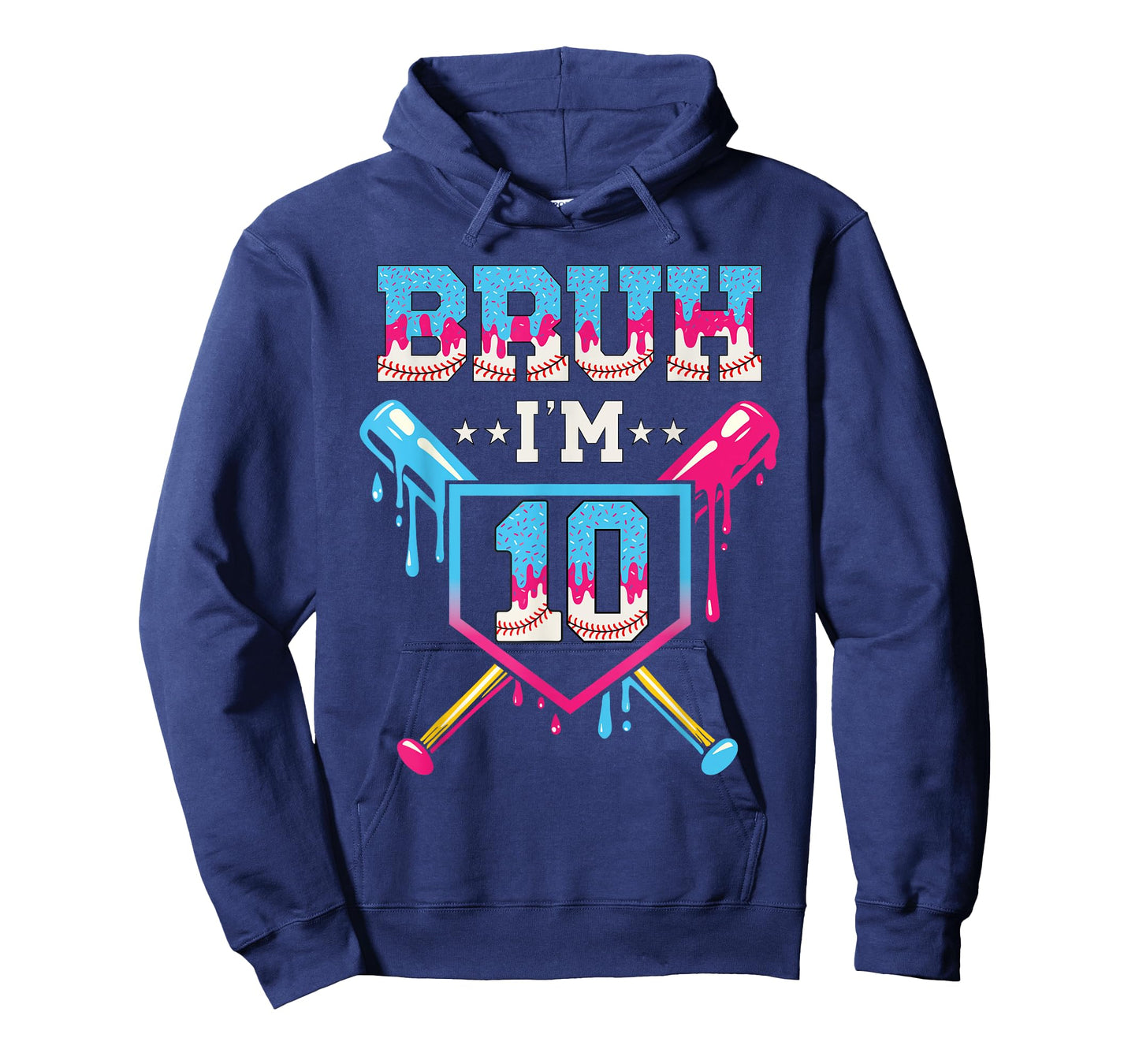 Bruh Baseball 10 Year Old Ice Cream 10th Birthday Boy T-Shirt