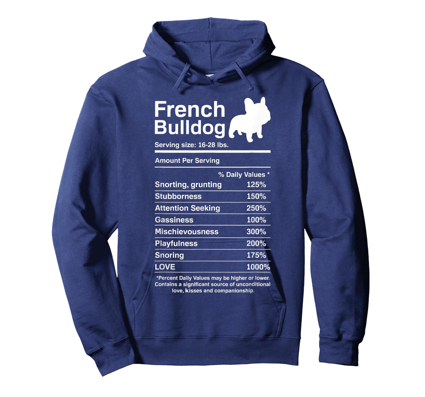 French Bulldog Facts Nutrition Funny Frenchie Lover T-Shirt Small