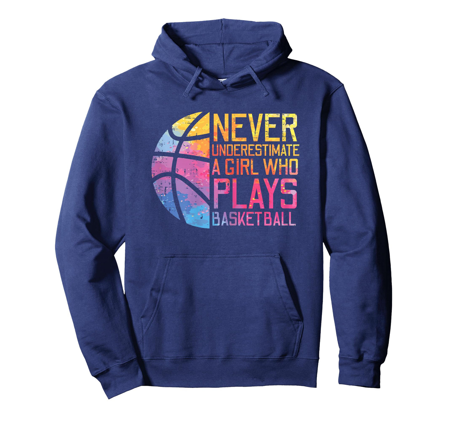 Never Underestimate Girl Plays Basketball Women Girls Kids T-Shirt