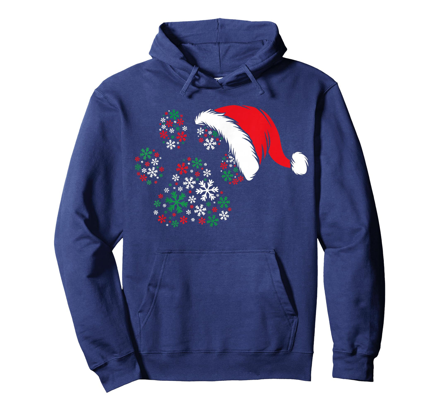 Snowflake Dog Paws Print Santa Hat Christmas Animal Lover T-Shirt