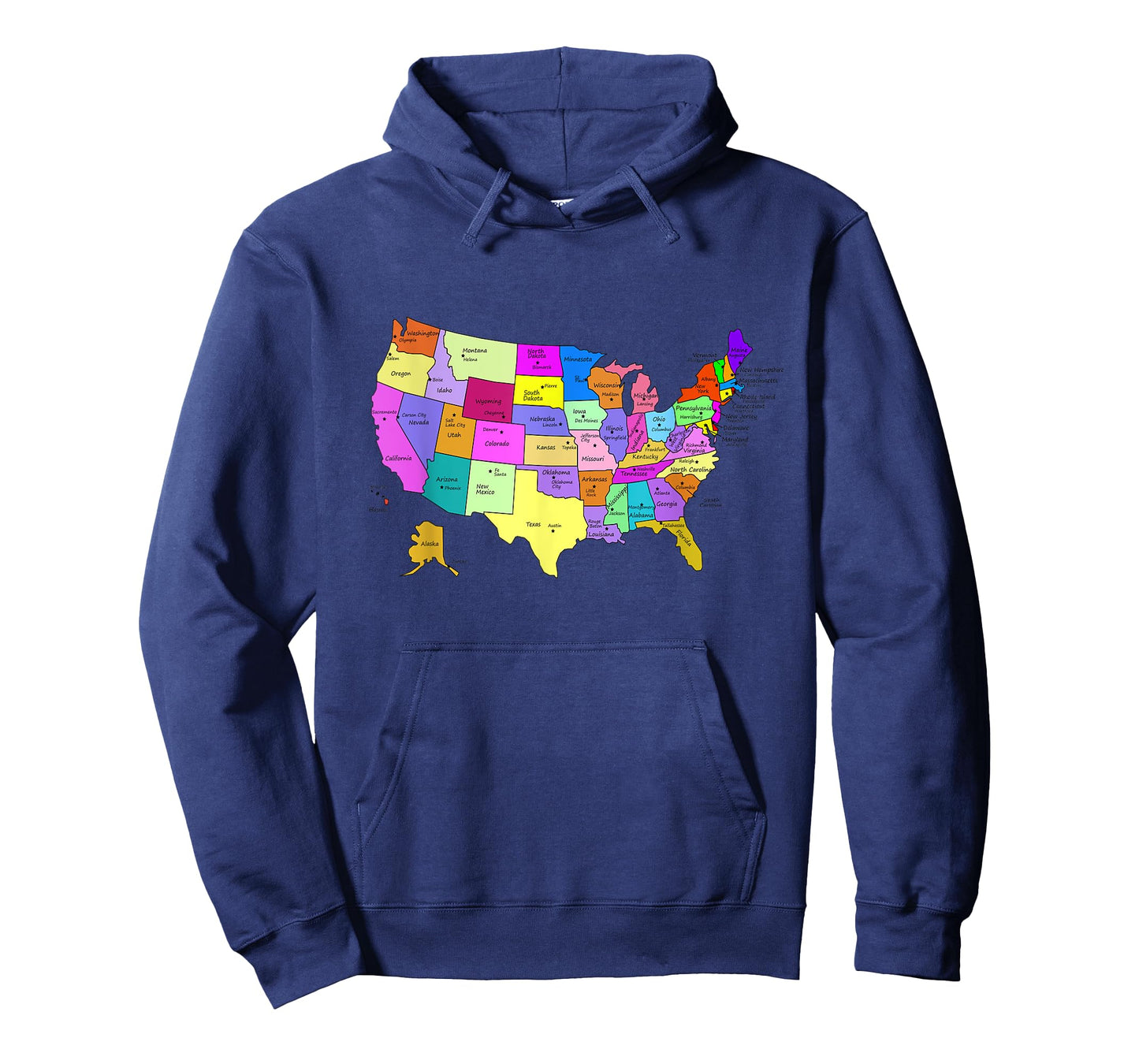 States & Capitals t-shirt Colorful USA Map School Geography T-Shirt