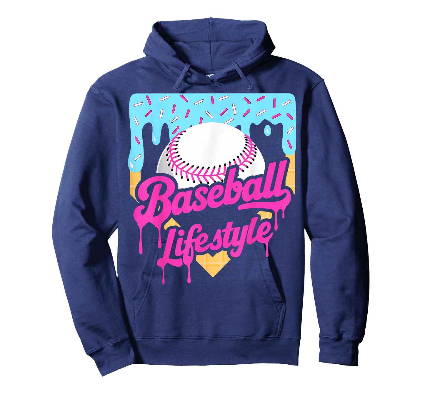 Baseball Life Lifestyle Home Plate Ice Cream Drip Men Boys T-Shirt