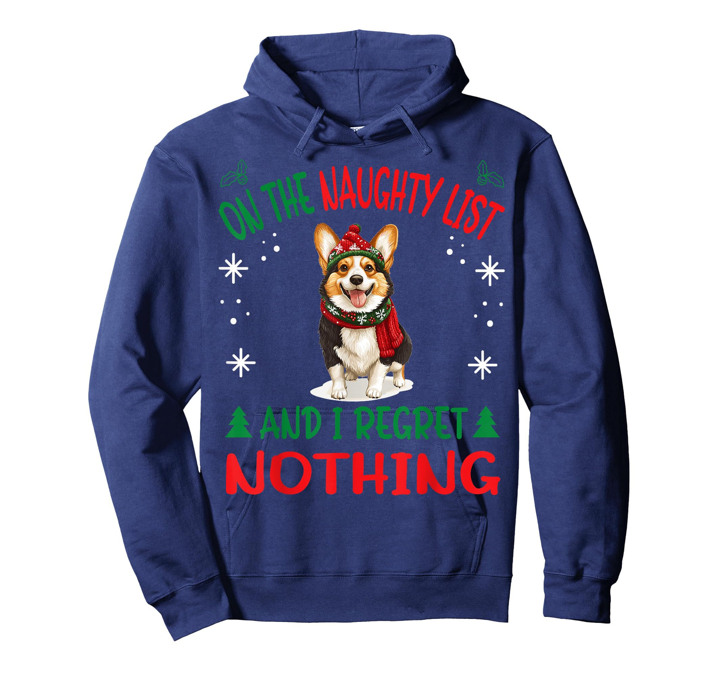 Cute Cardigan Welsh Corgi Dog Christmas On The Naughty List T-Shirt for Men Women