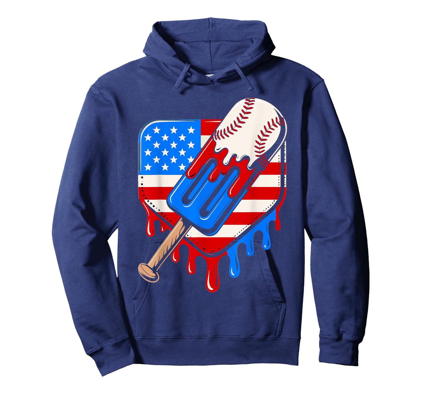 Baseball Drip 4th of July USA Flag Popsicle Ice Cream Drip T-Shirt