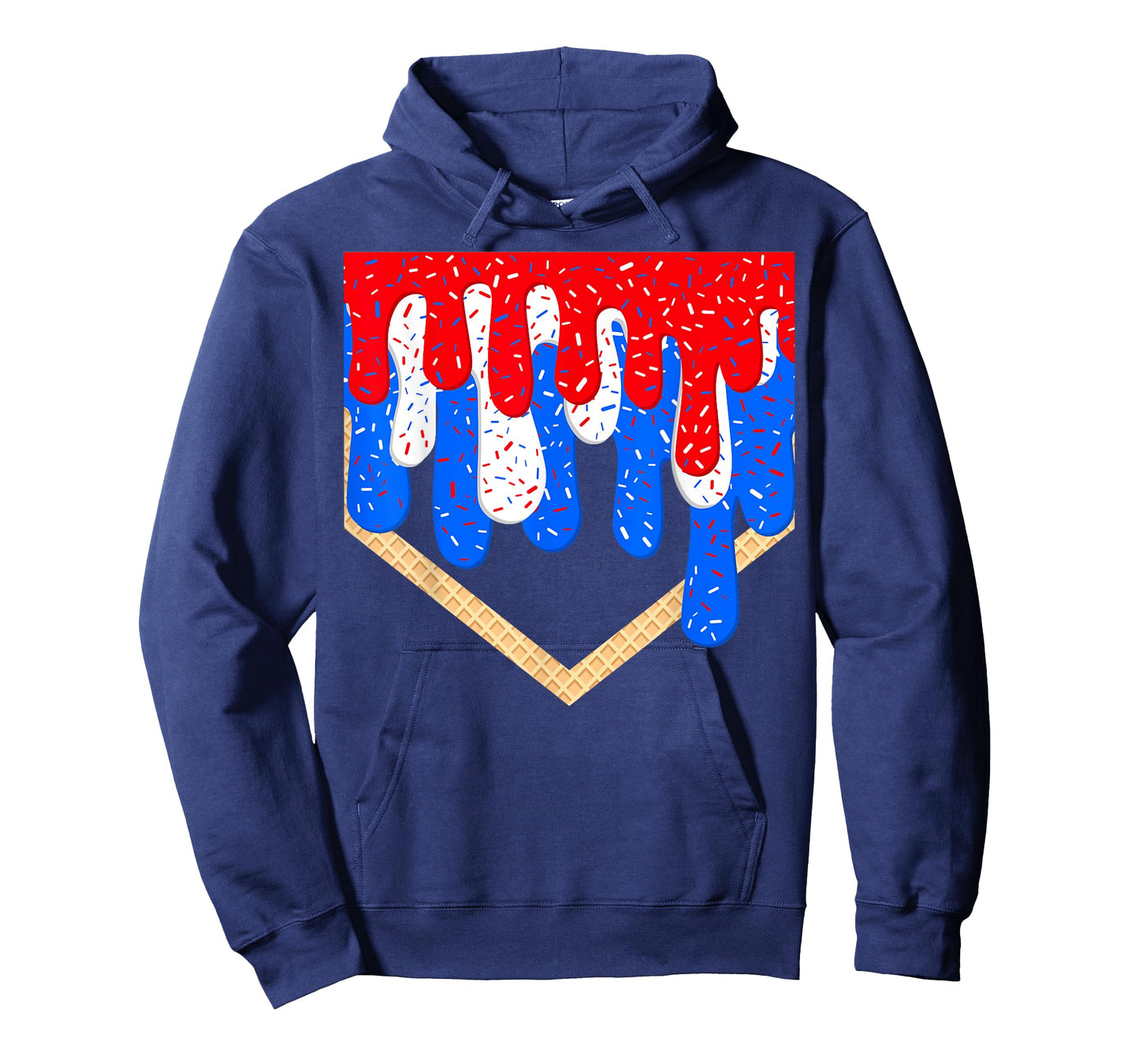 Baseball Ice Cream Drip 4th Of July Red Blue & White Drip T-Shirt