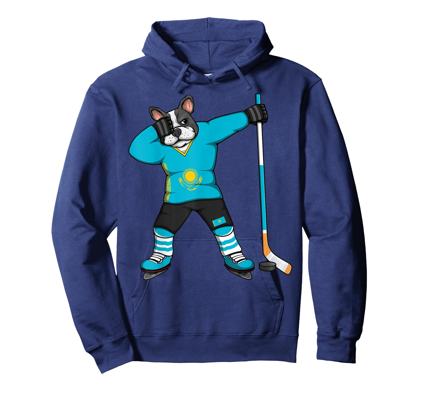 Dabbing French Bulldog Kazakhstan Ice Hockey Fans Jersey Art T-Shirt