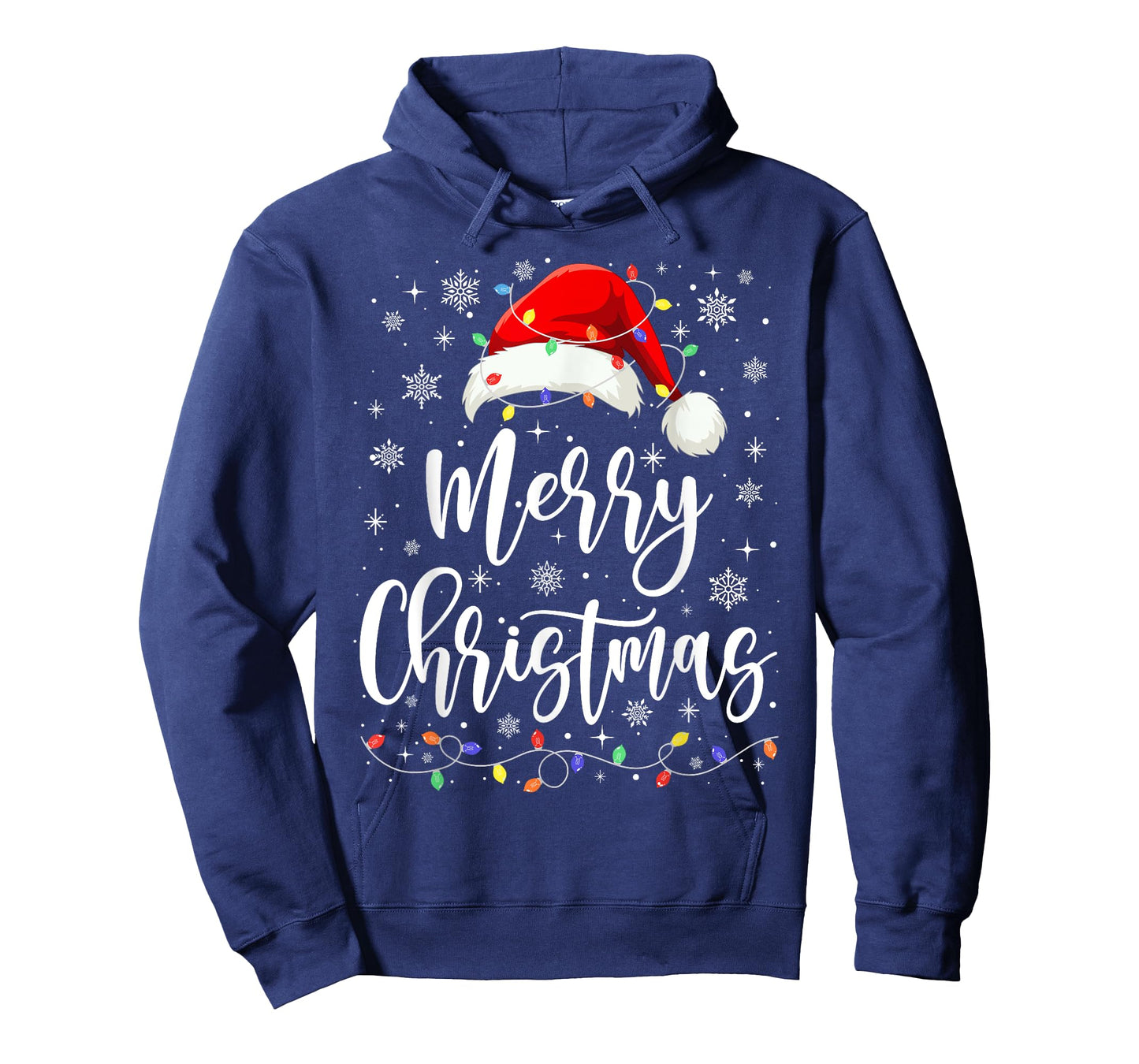 Merry Christmas Lights Red Santa Hat Xmas Family Men Women T-Shirt