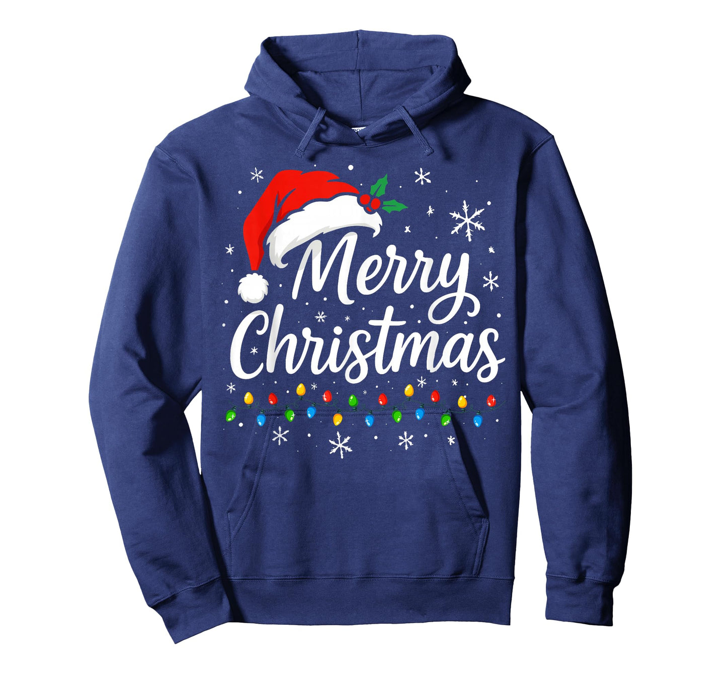 Merry Christmas Lights Red Santa Hat Xmas Family Matching T-Shirt