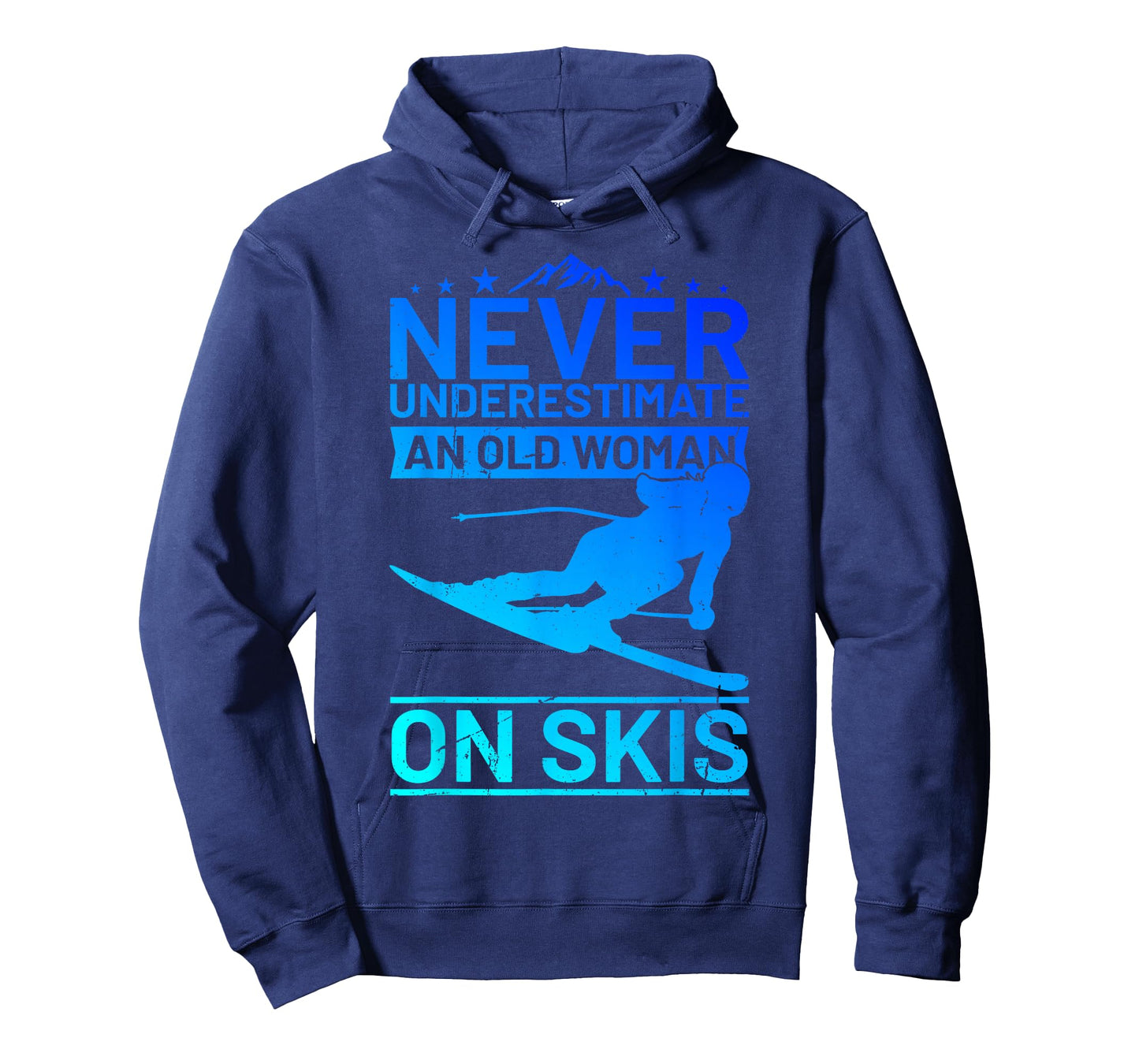 Never underestimate an old woman on skis women's skiing T-Shirt