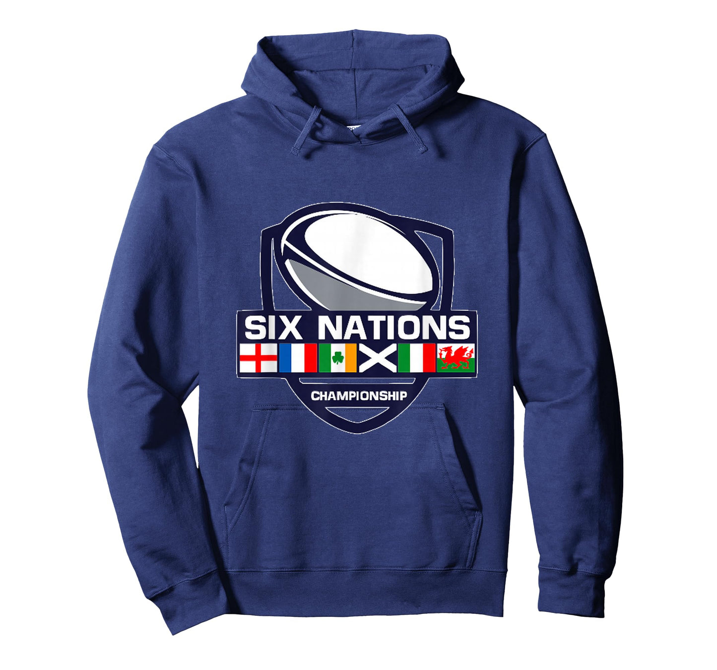 Rugby 6 Nations Apparel Six Nations T-Shirt, Men-Adults, Unisex, Short Sleeve, Black, Small, Cotton 65%, Polyester 35%