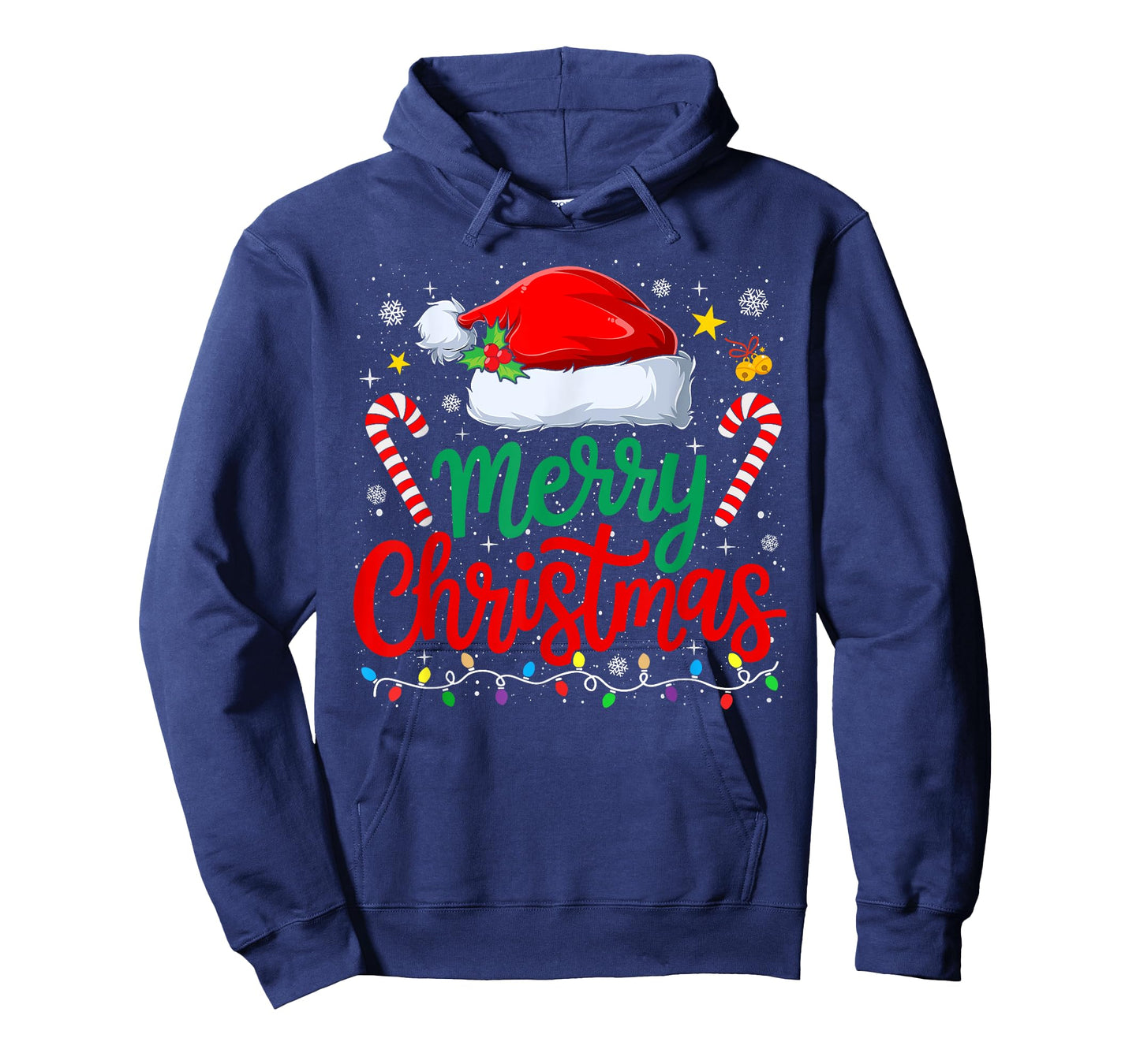 Merry Christmas Lights Family Santa Hat Xmas Men Women Kid T-Shirt