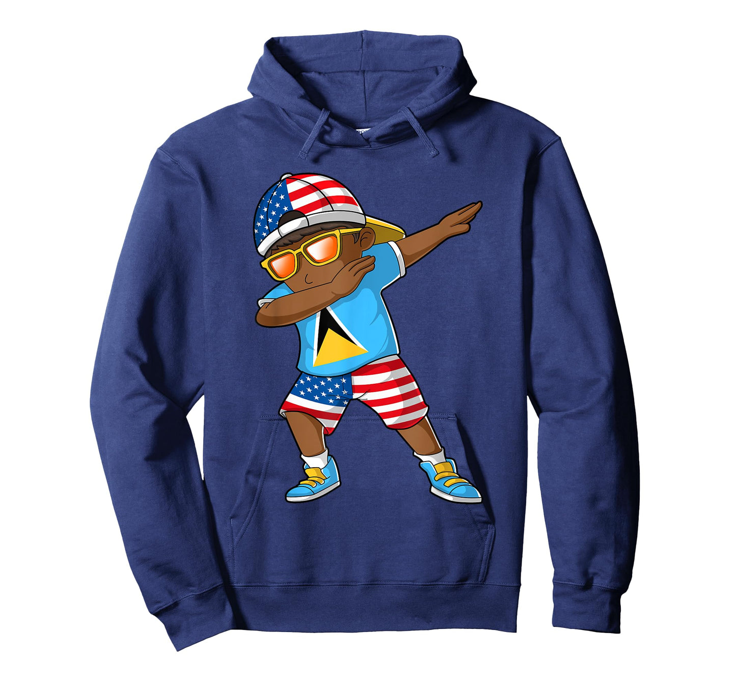 Half American Half Saint Lucian Boy Kid Saint Lucia Flag T-Shirt