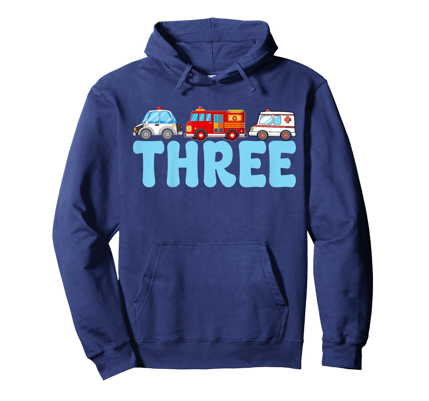 3rd Birthday Party Emergency Vehicles Fire Truck Police Car T-Shirt